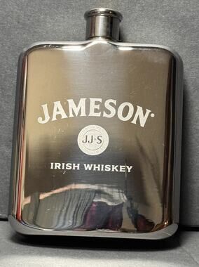 NEW John Jameson & Son Irish Whiskey Flask JJ & S, Screw Top Stainless Steel 6oz